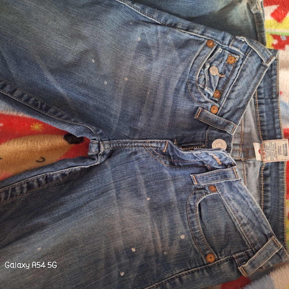 TRUE RELIGION, Boot Cut, Embellished Flap Pocket Jeans, Size 26.